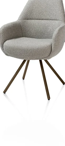 XOOON Mavis, armstoel met draaifunctie, incl. pocket, stof Cloudy, frame steel brown - Olijf^ Armstoelen
