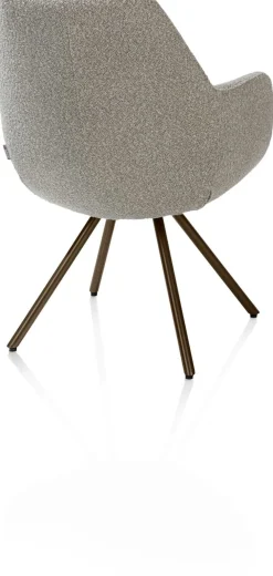 XOOON Mavis, armstoel met draaifunctie, incl. pocket, stof Cloudy, frame steel brown - Olijf^ Armstoelen