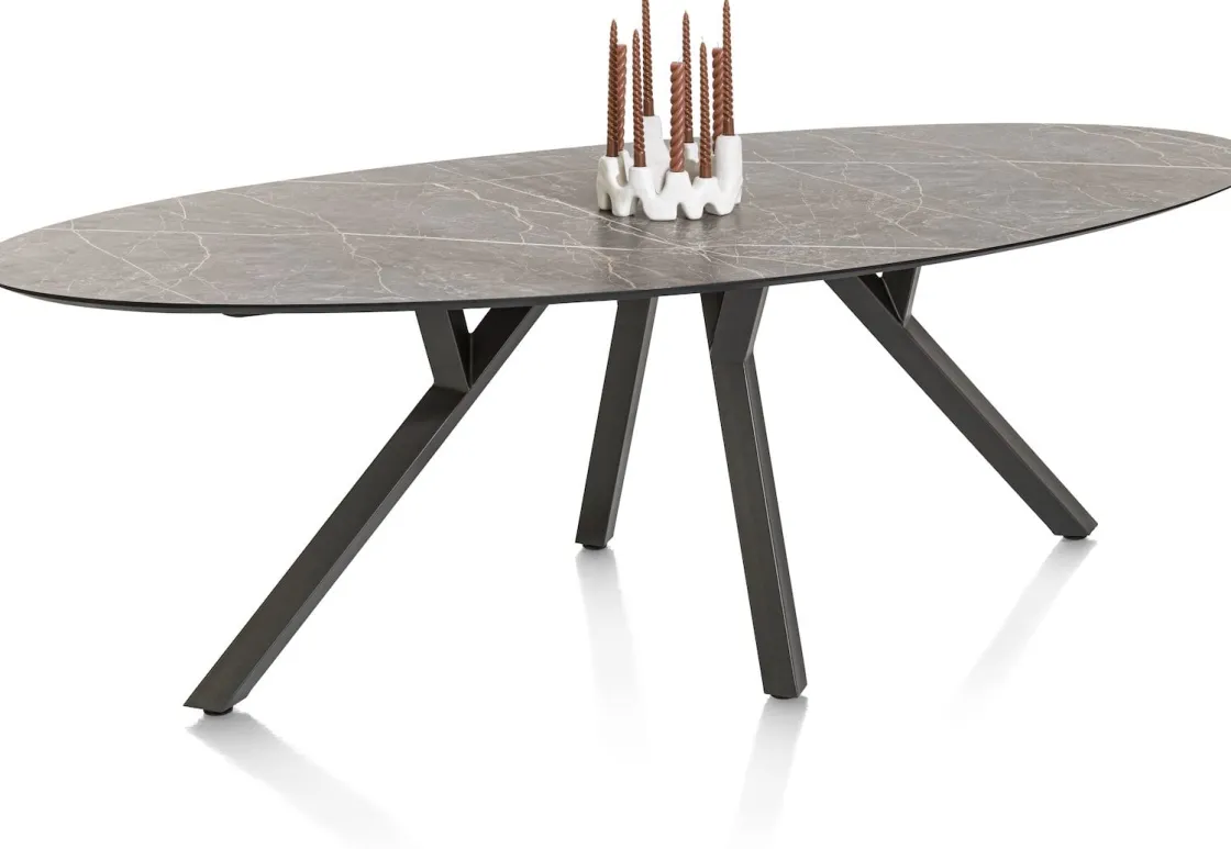 XOOON MINATO eetkamertafel - ellips - 240 x 110 cm - lichtgrijs^ Tafelconfigurator|Eettafels