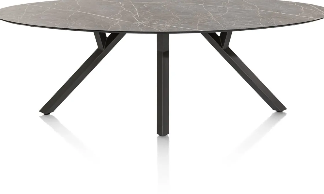 XOOON MINATO eetkamertafel - ellips - 240 x 110 cm - lichtgrijs^ Tafelconfigurator|Eettafels