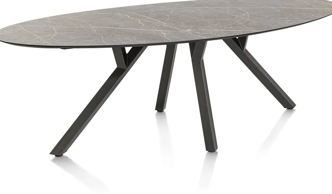 XOOON MINATO eetkamertafel - ellips - 240 x 110 cm - lichtgrijs^ Tafelconfigurator|Eettafels