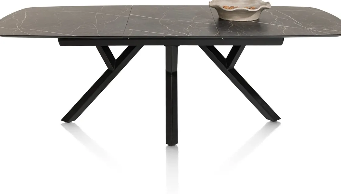 XOOON MINATO uitschuiftafel - ovaal - 180 (+ 60) x 110 cm - marmerlook^ Uitschuiftafels|Eettafels