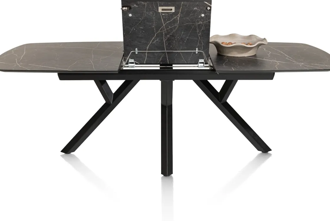 XOOON MINATO uitschuiftafel - ovaal - 180 (+ 60) x 110 cm - marmerlook^ Uitschuiftafels|Eettafels