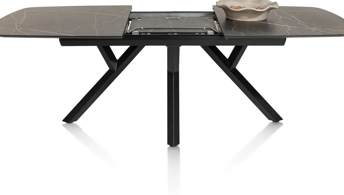 XOOON MINATO uitschuiftafel - ovaal - 180 (+ 60) x 110 cm - marmerlook^ Uitschuiftafels|Eettafels