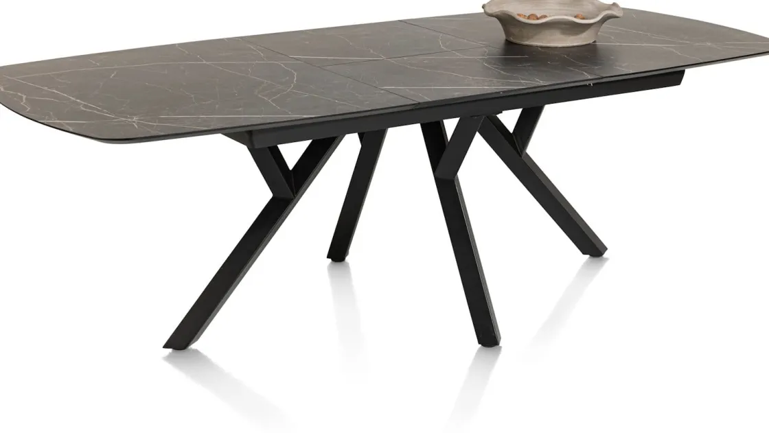 XOOON MINATO uitschuiftafel - ovaal - 180 (+ 60) x 110 cm - marmerlook^ Uitschuiftafels|Eettafels