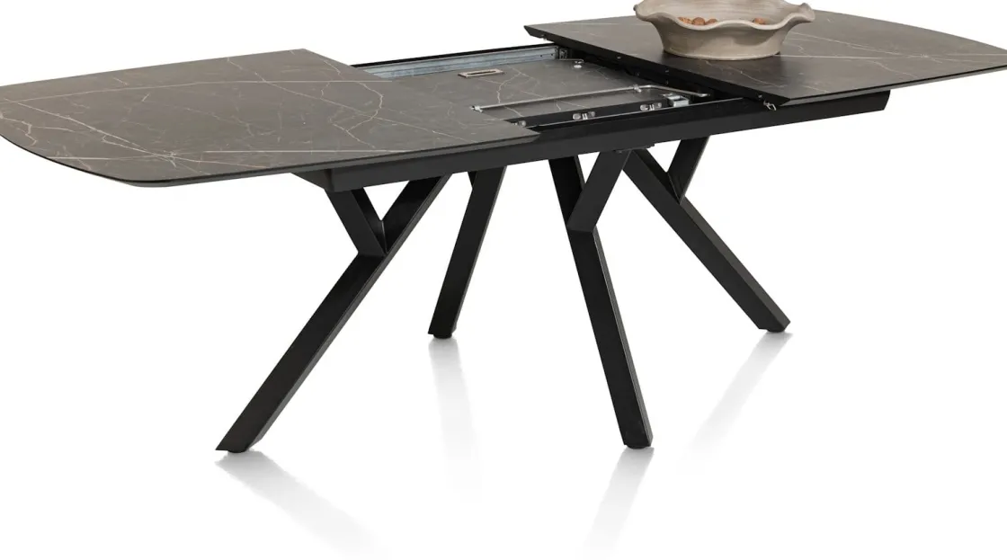 XOOON MINATO uitschuiftafel - ovaal - 180 (+ 60) x 110 cm - marmerlook^ Uitschuiftafels|Eettafels