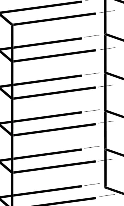 XOOON Modulo basisrek in metaal 135 cm, 5 nivo's -^ Wandmeubels