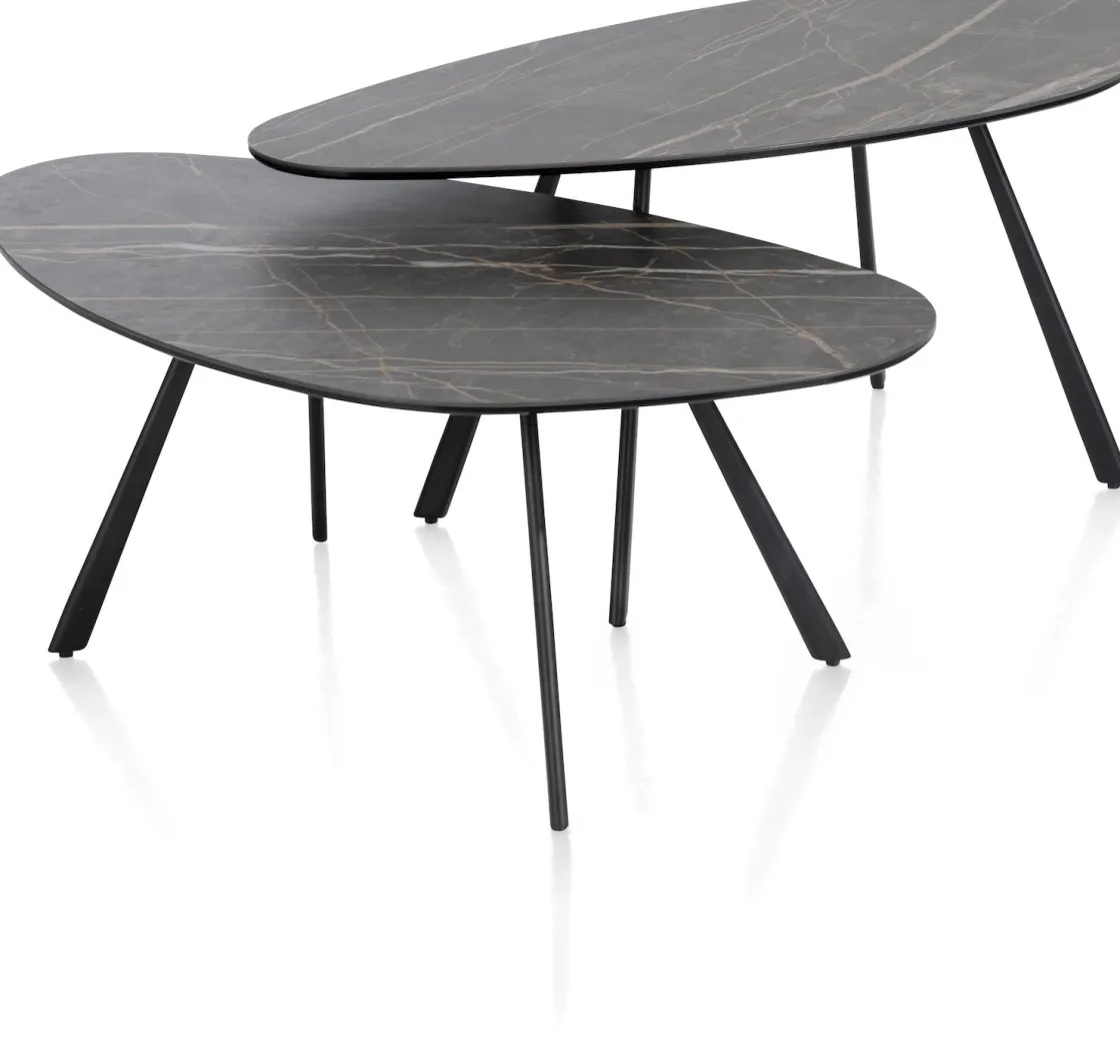 XOOON Montello hoge salontafel met keramiek blad 94x49cm^ Bijzettafel Sets|Salontafels