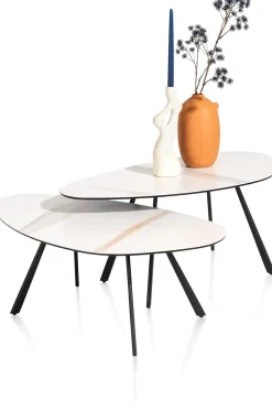XOOON Montello lage salontafel met keramiek blad 94x49cm^ Bijzettafel Sets|Salontafels