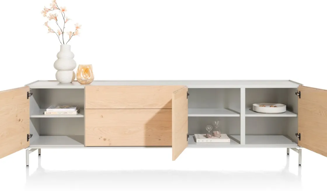 XOOON NIORA dressoir 240 cm - 3-deuren + 2-laden - naturel eiken^ Dressoirs