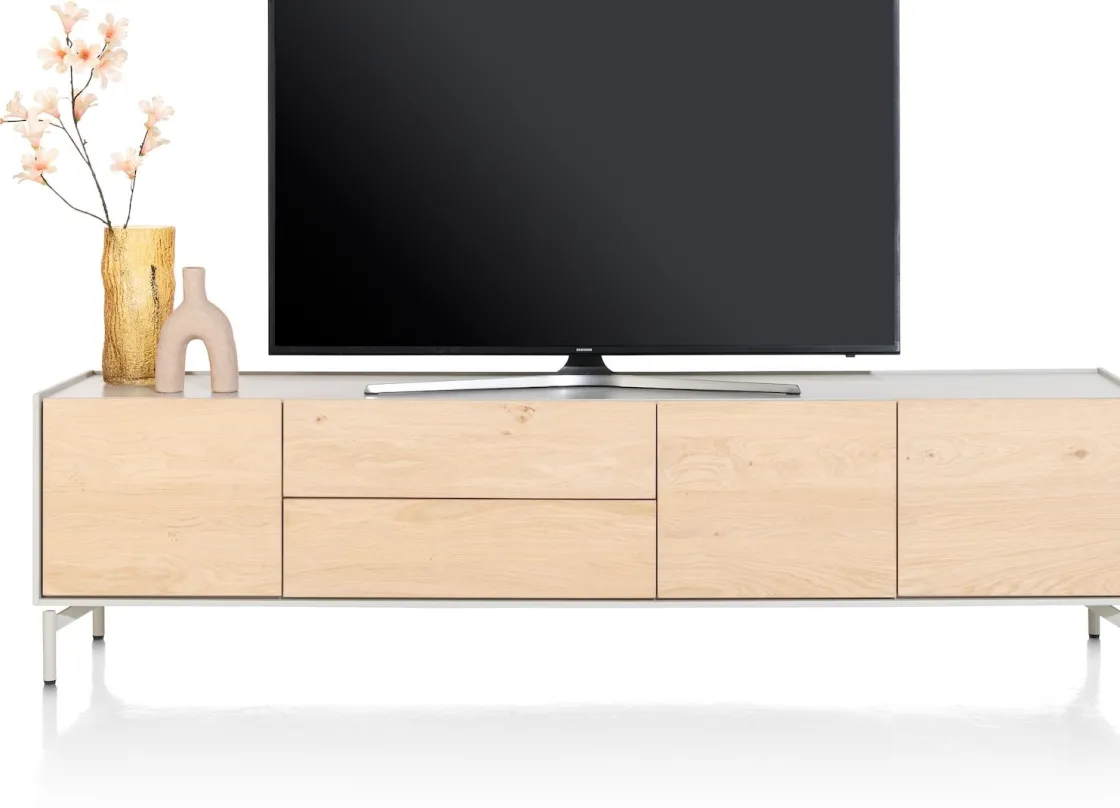 XOOON NIORA lowboard 210 cm - 3-deuren + 2-laden - naturel eiken^ Tv-Meubelen|Dressoirs