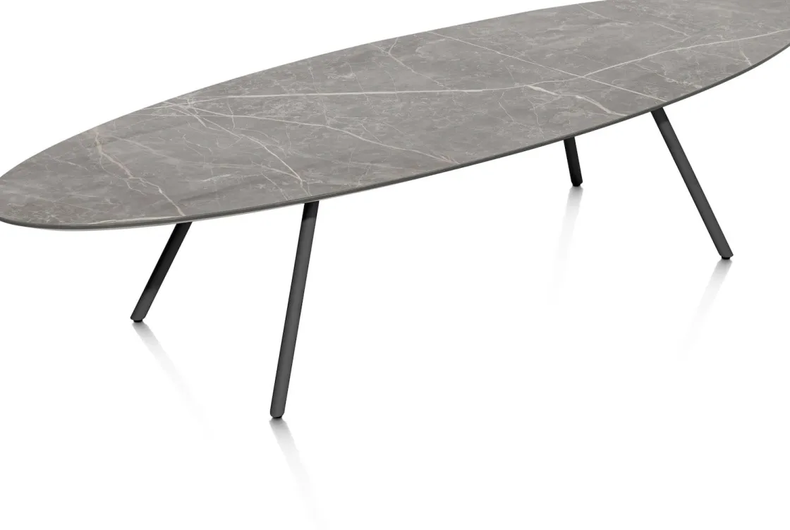 XOOON NIORA salontafel 150 x 50 cm - HPL marmer licht grijs - grafiet^ Salontafels|Tafelconfigurator