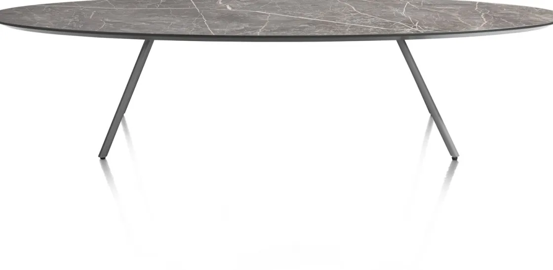 XOOON NIORA salontafel 150 x 50 cm - HPL marmer licht grijs - grafiet^ Salontafels|Tafelconfigurator