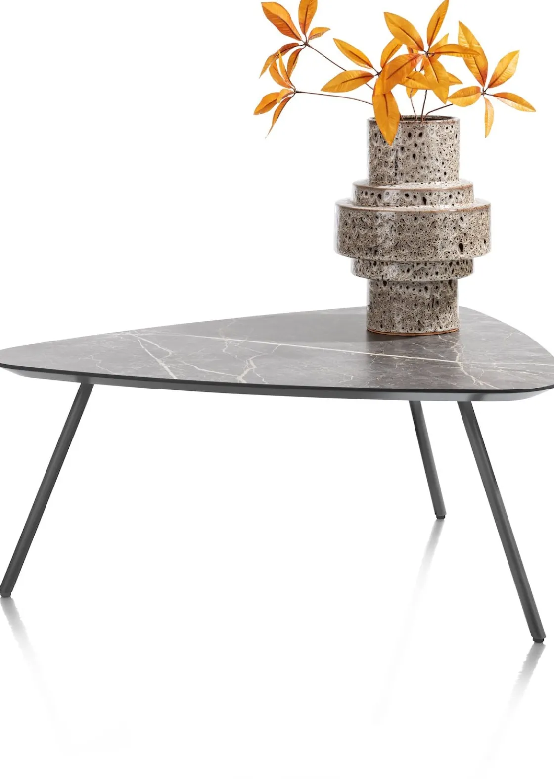 XOOON NIORA salontafel 85 x 77 cm - HPL marmer licht grijs - grafiet^ Salontafels|Tafelconfigurator