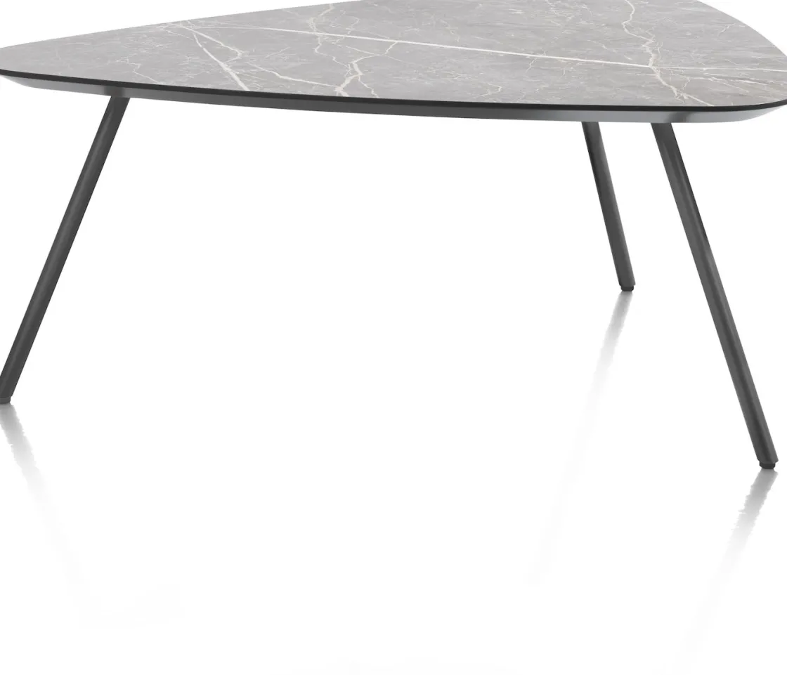 XOOON NIORA salontafel 85 x 77 cm - HPL marmer licht grijs - grafiet^ Salontafels|Tafelconfigurator