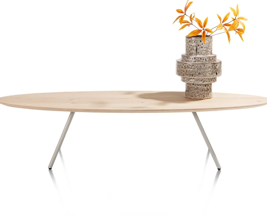 XOOON NIORA salontafel 150 x 50 cm - eiken fineer - zijdegrijs^ Salontafels|Tafelconfigurator