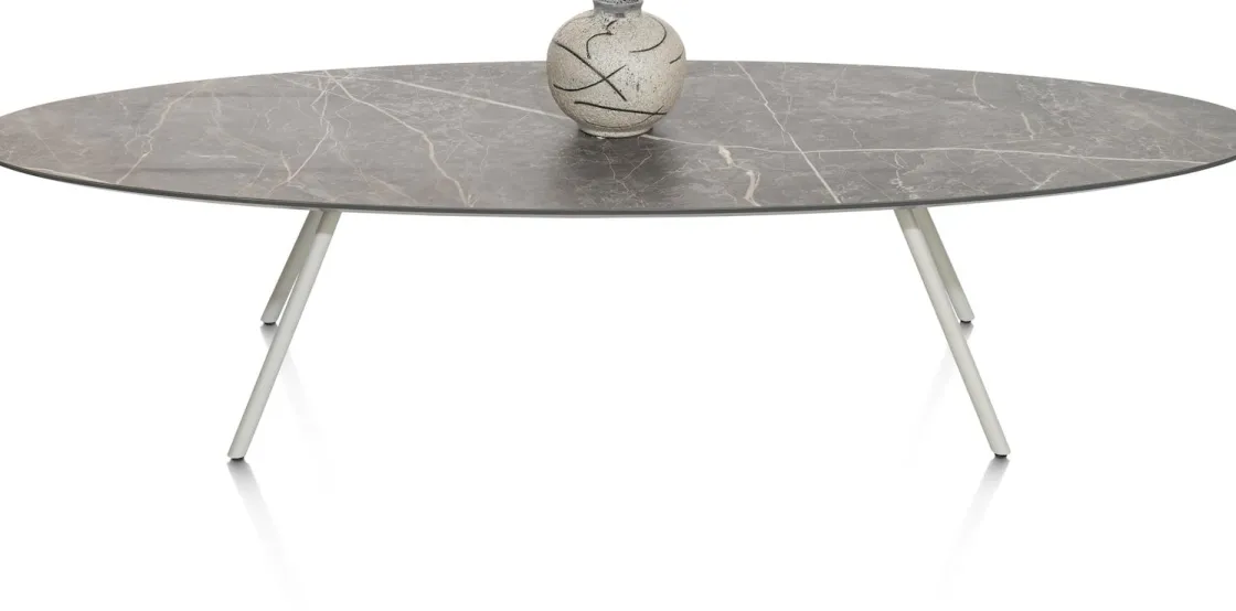 XOOON NIORA salontafel 150 x 50 cm - HPL marmer licht grijs^ Salontafels|Tafelconfigurator
