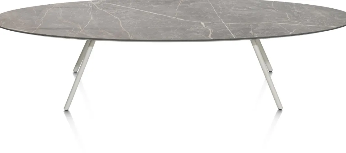 XOOON NIORA salontafel 150 x 50 cm - HPL marmer licht grijs^ Salontafels|Tafelconfigurator
