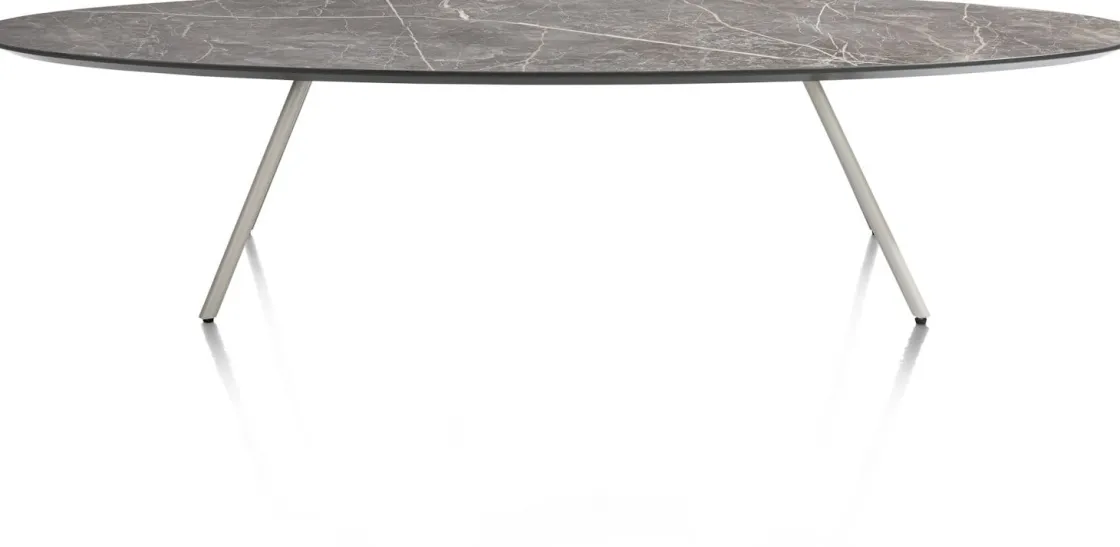 XOOON NIORA salontafel 150 x 50 cm - HPL marmer licht grijs^ Salontafels|Tafelconfigurator