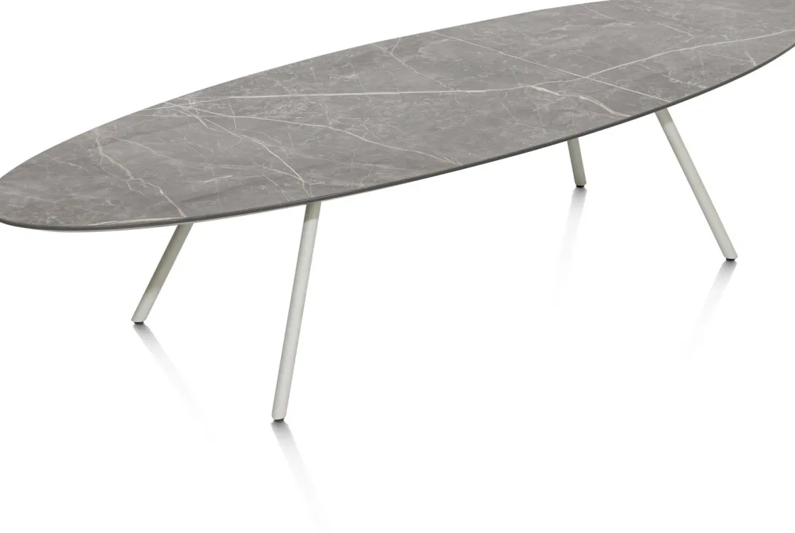 XOOON NIORA salontafel 150 x 50 cm - HPL marmer licht grijs^ Salontafels|Tafelconfigurator