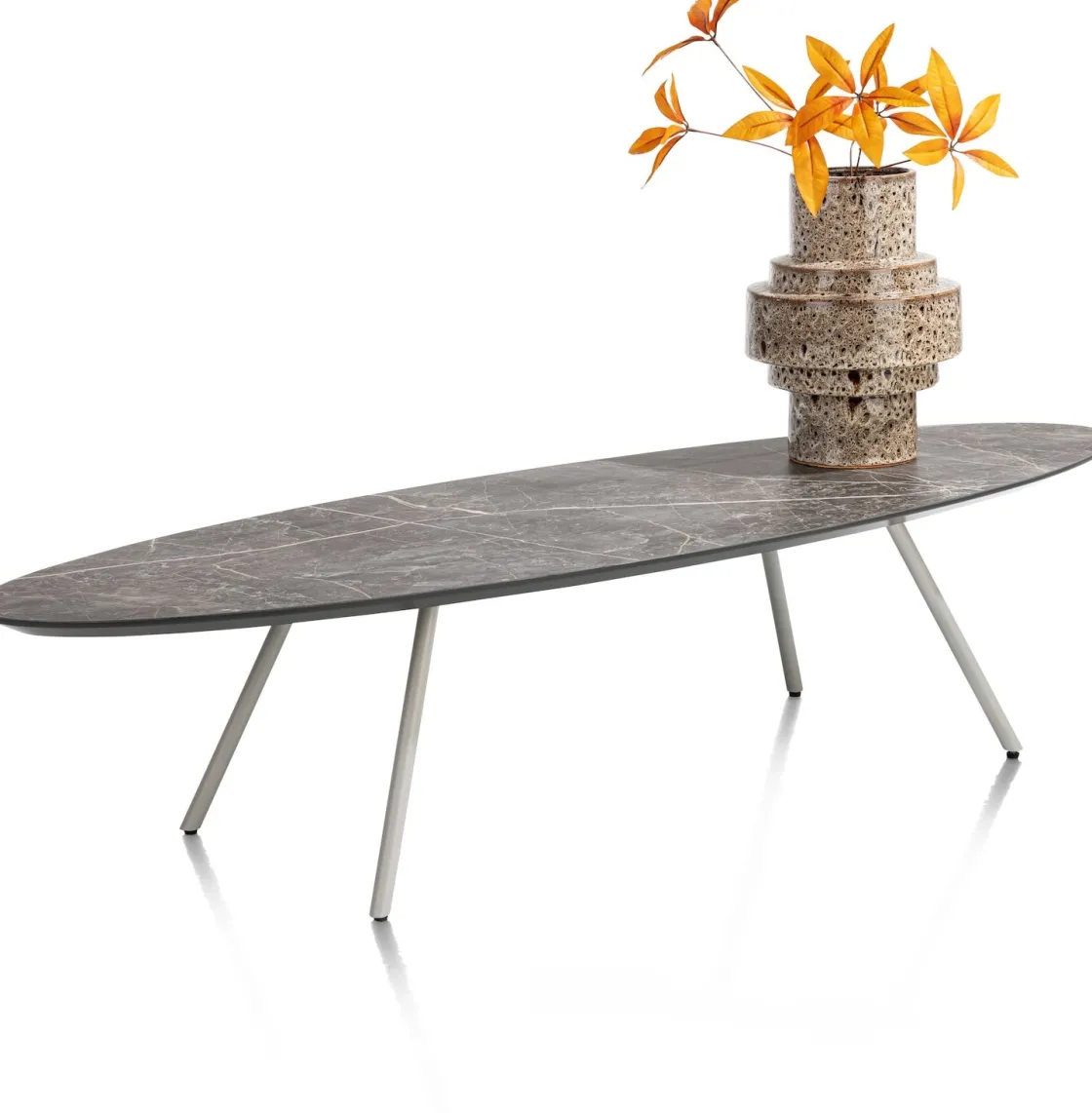 XOOON NIORA salontafel 150 x 50 cm - HPL marmer licht grijs^ Salontafels|Tafelconfigurator