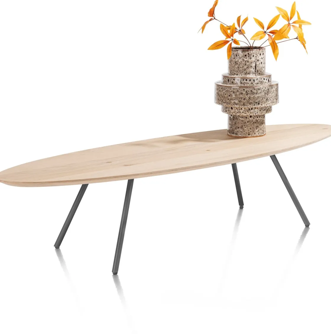 XOOON NIORA salontafel 150 x 50 cm - eiken fineer - grafiet^ Salontafels|Tafelconfigurator
