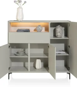 XOOON NOON dressette 148 cm - 3-deuren + 1-lade + 1-niche (+ LED)^ Bergkasten
