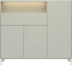 XOOON NOON dressette 148 cm - 3-deuren + 1-lade + 1-niche (+ LED)^ Bergkasten