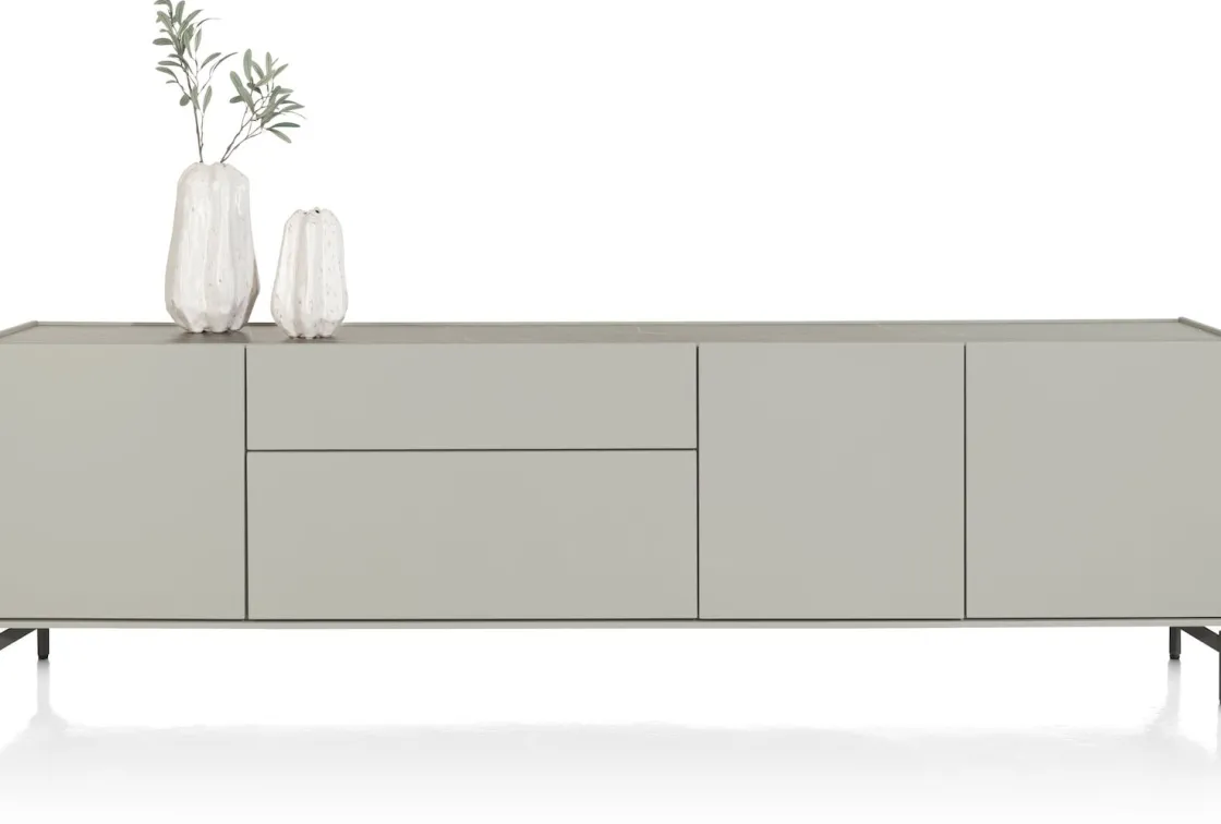 XOOON NOON dressoir 240 cm - 3-deuren + 2-laden - lichtgrijs^ Dressoirs