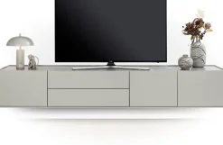 XOOON Noon, lowboard 240 cm - 3-deuren + 2-laden - bovenblad in HPL light grey^ Tv-Meubelen|Dressoirs