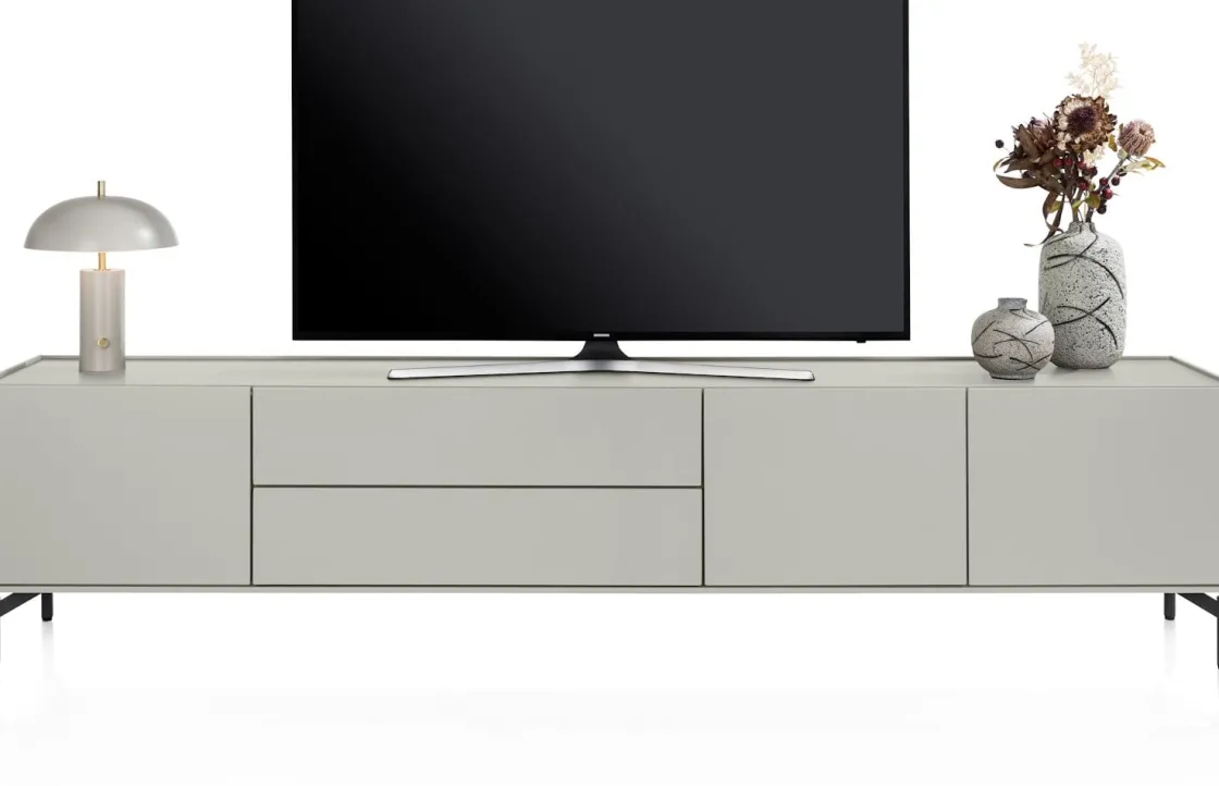 XOOON Noon, lowboard 240 cm - 3-deuren + 2-laden - geheel silk grey^ Tv-Meubelen|Dressoirs