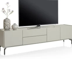 XOOON NOON lowboard 210 cm - 3-deuren + 2-laden - zijdegrijs^ Tv-Meubelen|Dressoirs