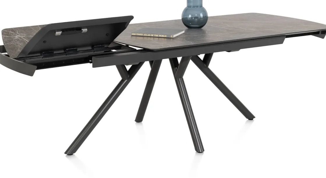 XOOON Novello uitschuiftafel 200 x 100 cm in de kleur Lichtgrijs -^ Uitschuiftafels|Eettafels