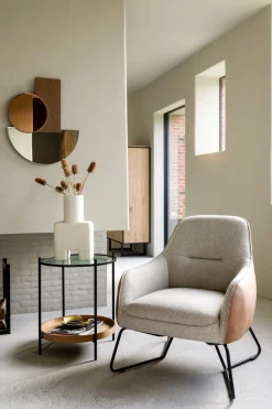 XOOON Oviedo fauteuil met combistof en lage rug^ Leren Fauteuils|Stoffen Fauteuils