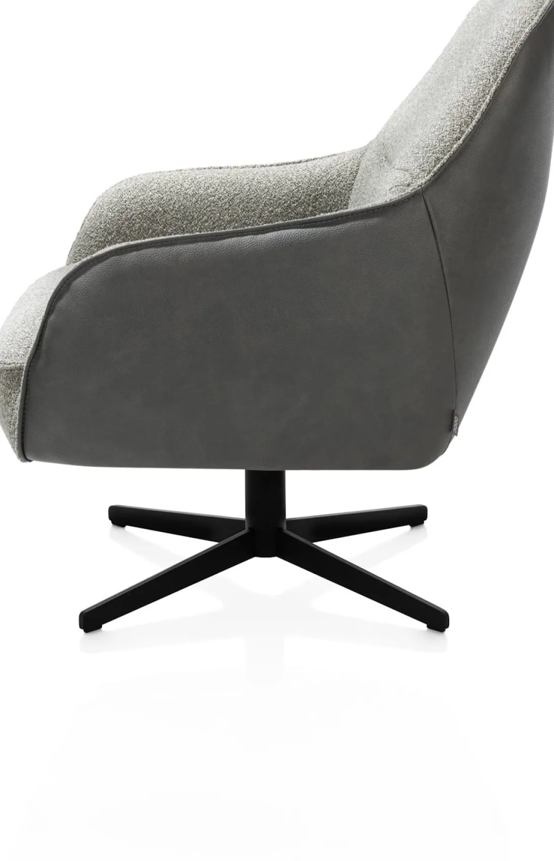 XOOON Oviedo fauteuil met combistof en lage rug^ Leren Fauteuils|Stoffen Fauteuils