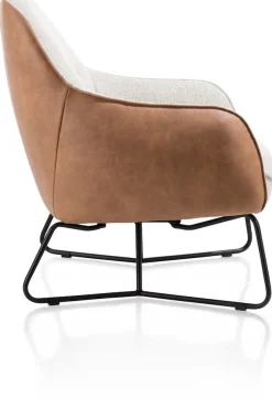 XOOON Oviedo fauteuil met combistof en lage rug^ Leren Fauteuils|Stoffen Fauteuils