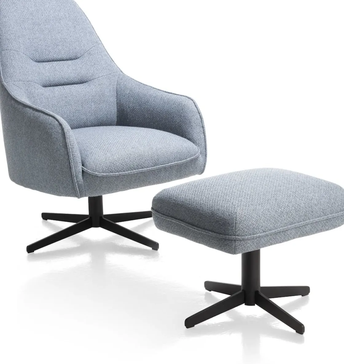 XOOON Oviedo poef / hocker met draaipoot of draadframe poot^ Leren Fauteuils|Stoffen Fauteuils