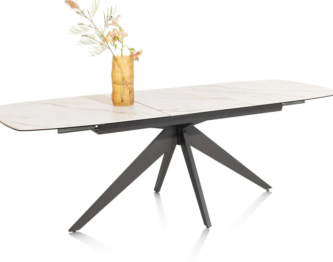 XOOON PADOVA uitschuiftafel 180 (+ 60) x 90 cm - keramiek op glas - wit^ Tafelconfigurator|Uitschuiftafels