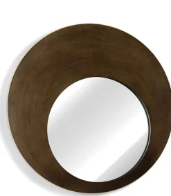 XOOON Pelle spiegel XL D80cm in de kleur Bruin - COCOmaison^ Wanddecoraties|Woonaccessoires