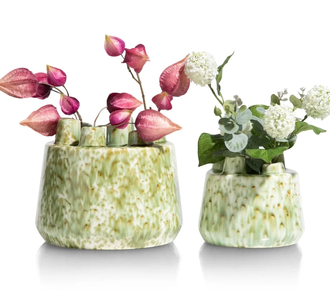 XOOON Safia vaas H21cm in de kleur Groen - COCOmaison^ Woonaccessoires
