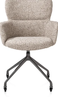 XOOON Sage, armstoel + wielen - alu frame in graphiet - stof Luton - koper^ Armstoelen