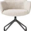 XOOON Sage, armstoel + wielen - alu frame in graphiet - stof Luton - Creme^ Armstoelen