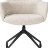 XOOON Sage, armstoel + wielen - alu frame in rough off black - stof Luton - Creme^ Armstoelen