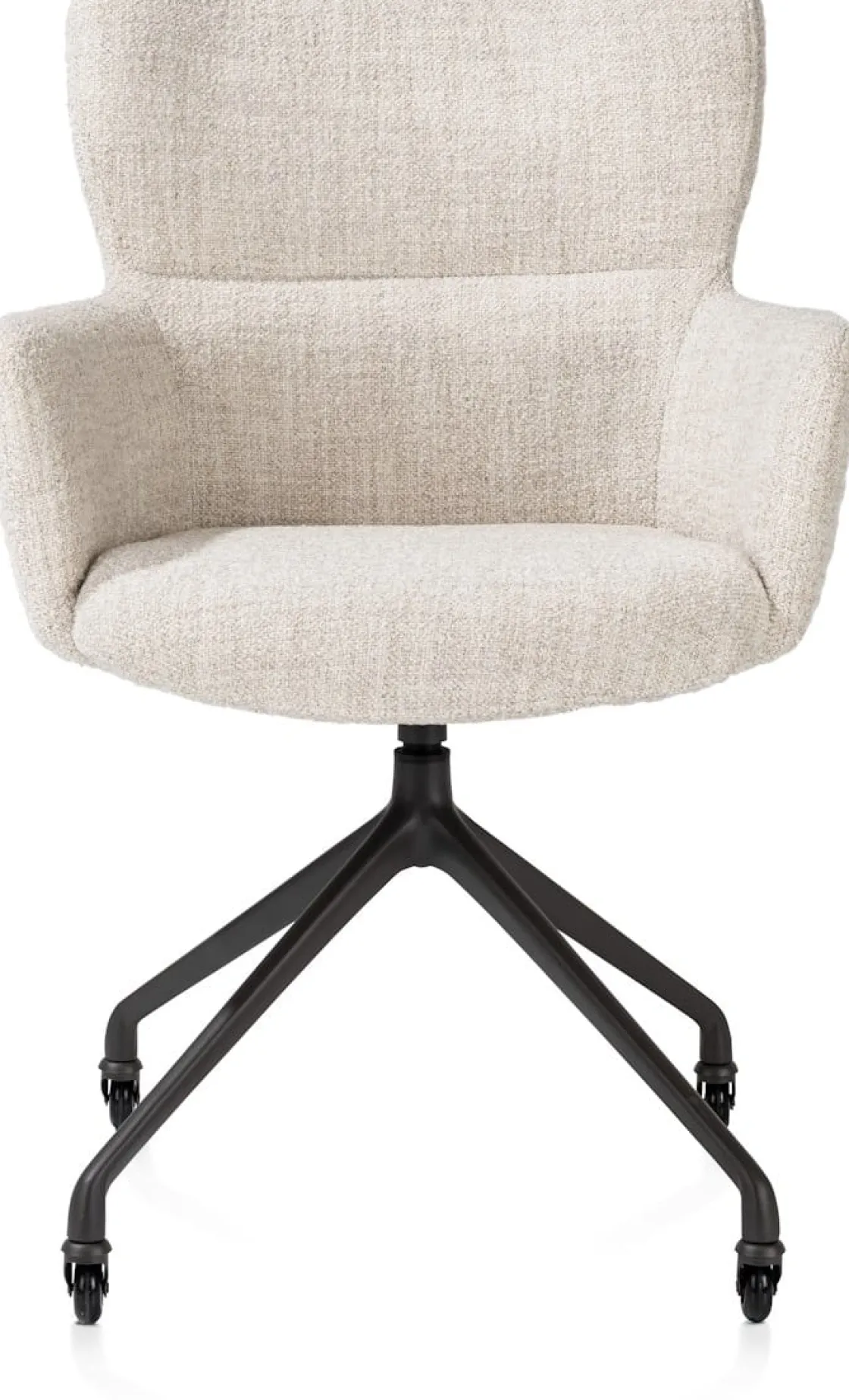 XOOON Sage, armstoel + wielen - alu frame in rough off black - stof Luton - Creme^ Armstoelen