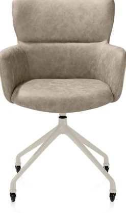 XOOON Sage, armstoel + wielen - alu frame in creme - stof Oregon - beige^ Armstoelen