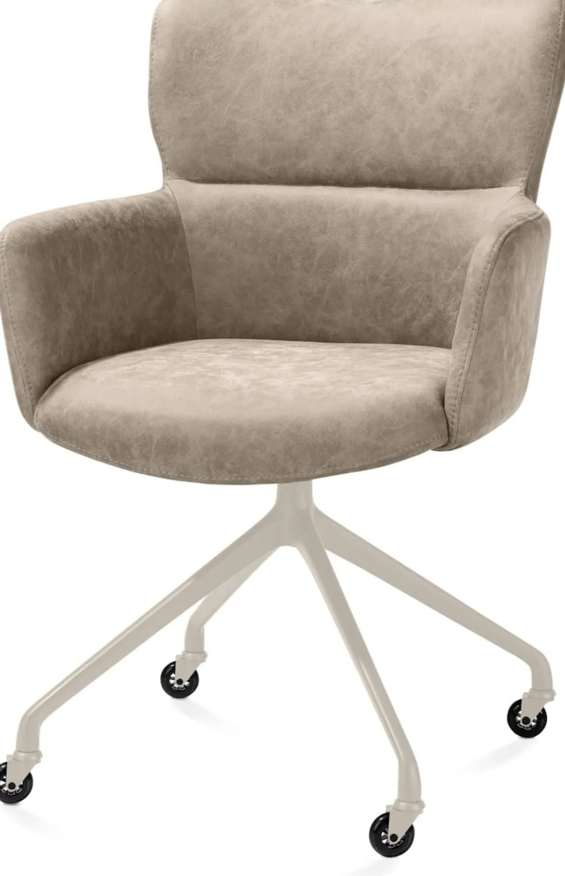 XOOON Sage, armstoel + wielen - alu frame in creme - stof Oregon - beige^ Armstoelen