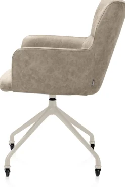 XOOON Sage, armstoel + wielen - alu frame in creme - stof Oregon - beige^ Armstoelen
