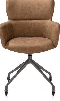 XOOON Sage, armstoel + wielen - alu frame in graphiet - stof Oregon - Desert^ Armstoelen