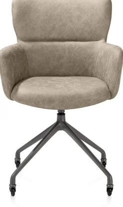 XOOON Sage, armstoel + wielen - alu frame in graphiet - stof Oregon - beige^ Armstoelen