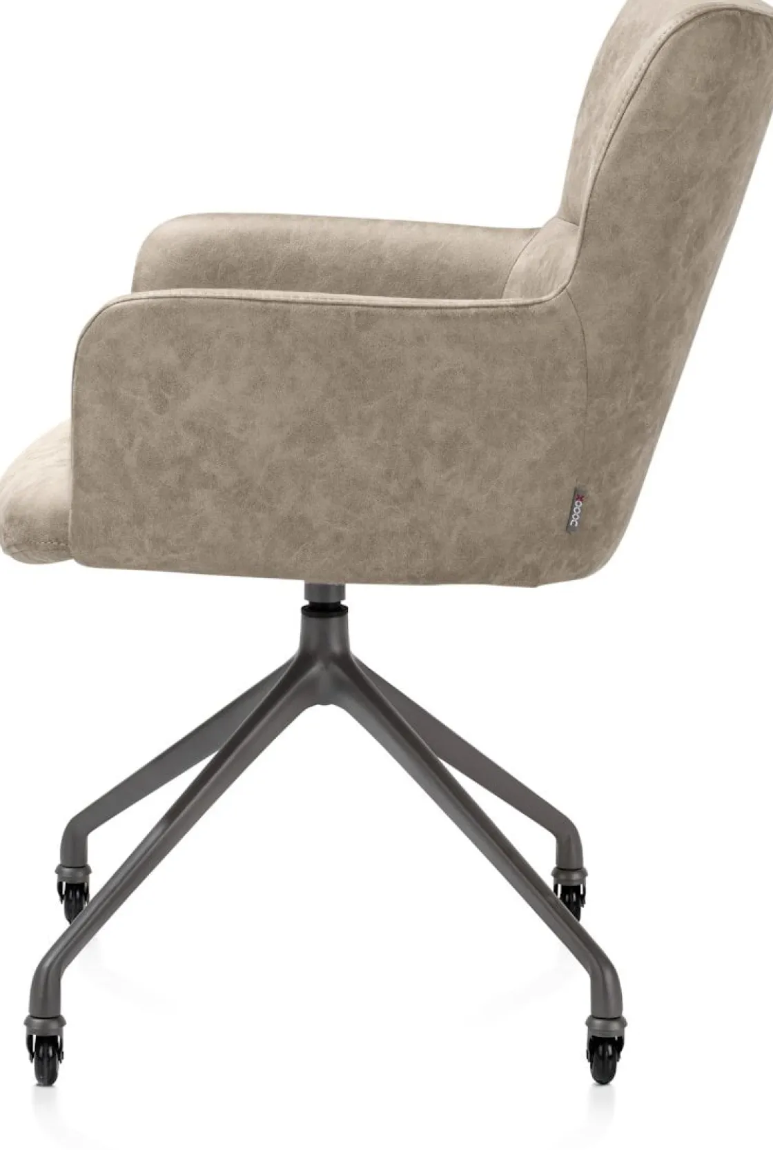 XOOON Sage, armstoel + wielen - alu frame in graphiet - stof Oregon - beige^ Armstoelen